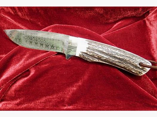 Cuchillo de caza Damasco DNC SP5 Hirschhorn Wicker