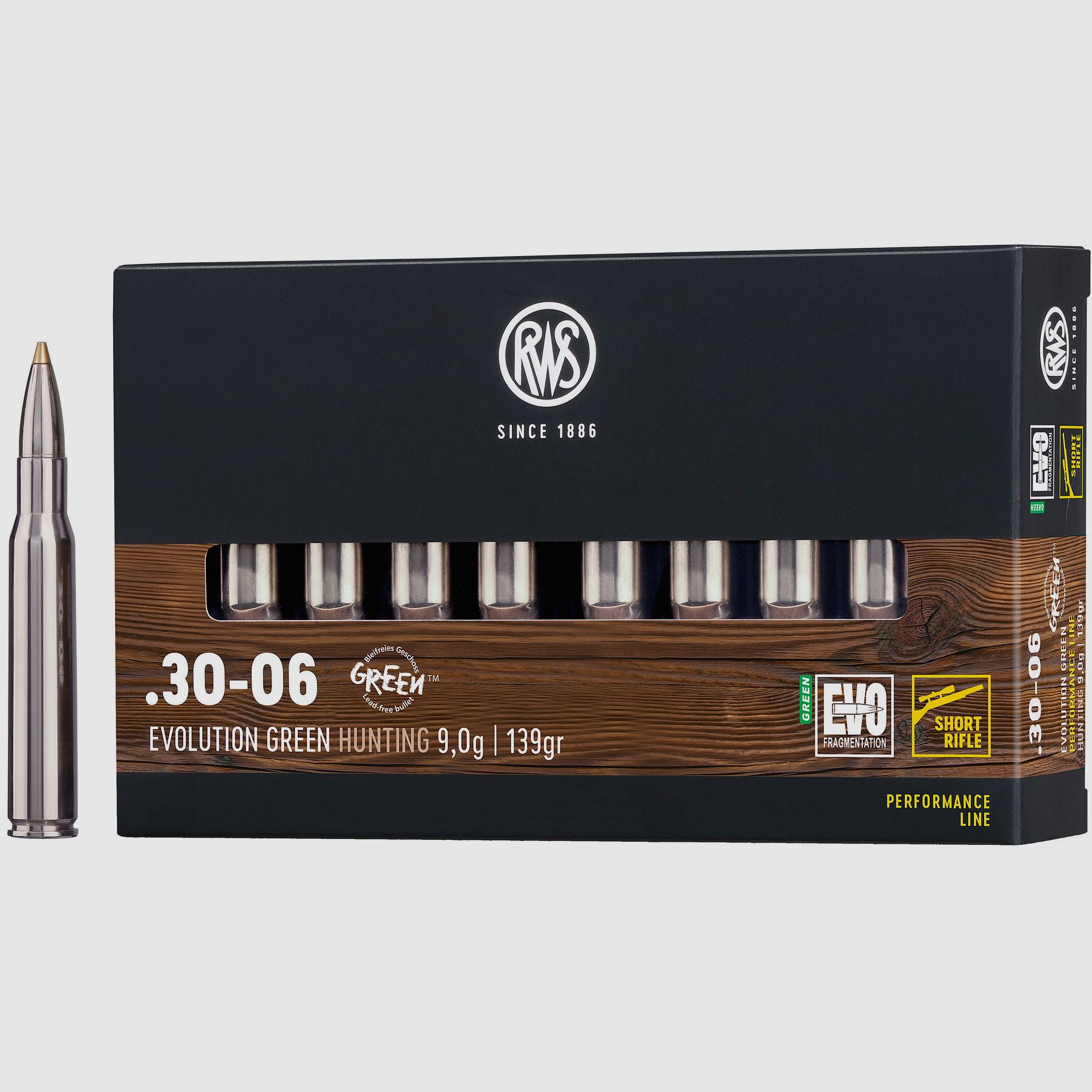 RWS Cartucce per fucile Evolution Green Short Rifle .30-06 Spr. 139 grains