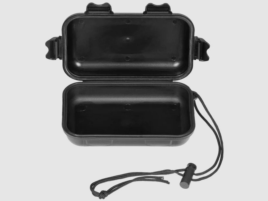 Piccola scatola, 13,5 x 8 x 3,7 cm, plastica resistente agli urti, impermeabile, nera