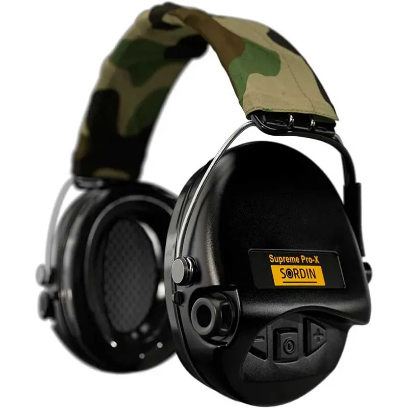 Słuchawki aktywne Sordin Supreme PRO X - opaska camo, żelowe wkładki, czarne - SOR75302-X-02-G_Camo