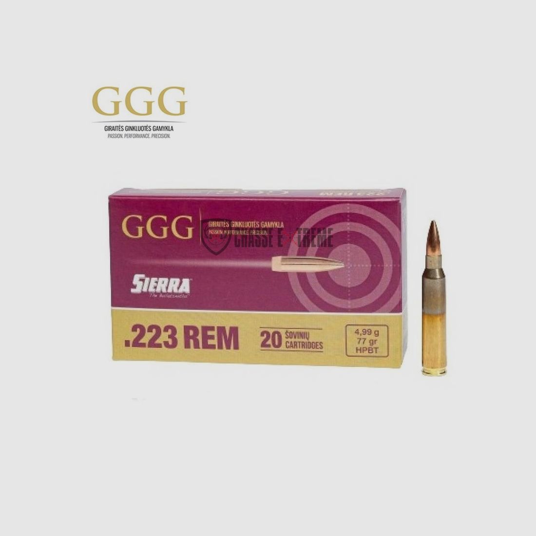 20 Patronen GGG Kal. 223 Rem 77Gr HPBT