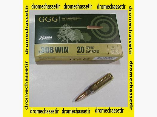 Box of 20 cartridges GGG, .308 Winchester, 180 HPBT