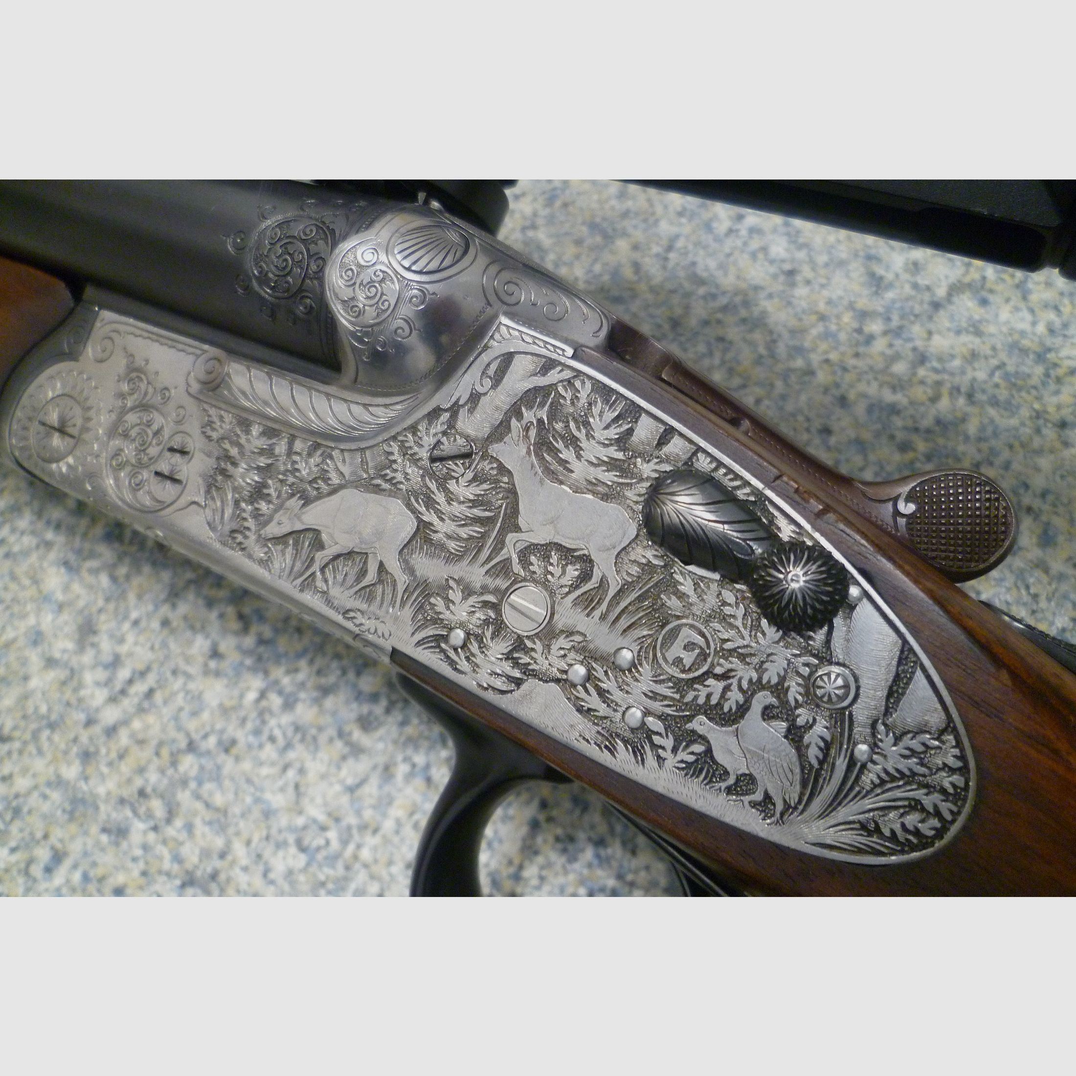 Seitenschloss-Drilling F.W. Heym 16/70 & 7x57R