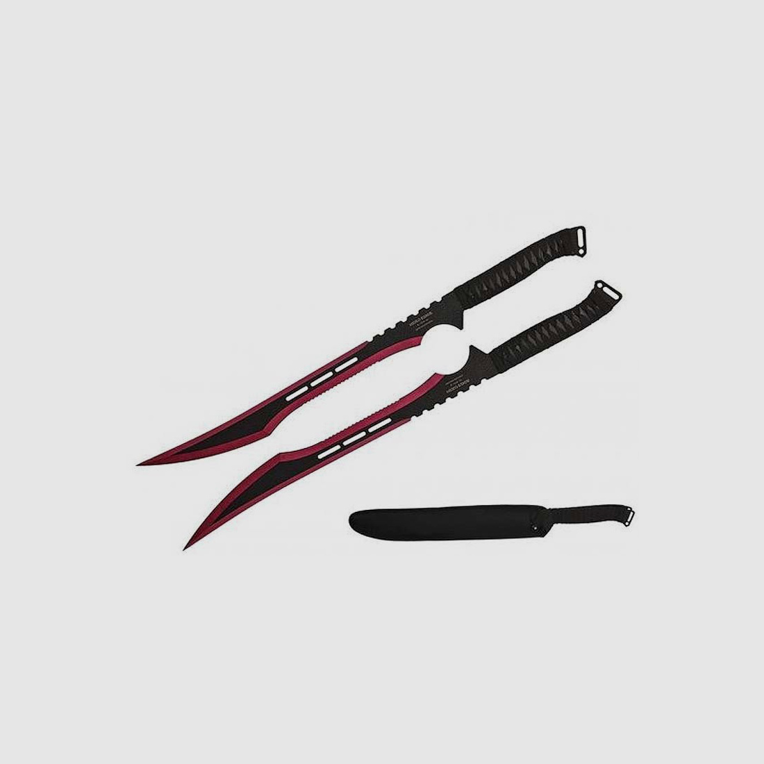 Ninja Schwerter Set schwarz-rot mit Scheide