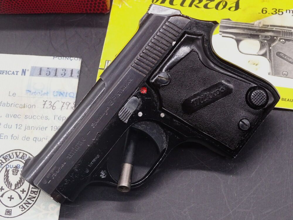 Mod unique K Mikros calibre 6,35 mm Browning carton / papiers originaux Mikros