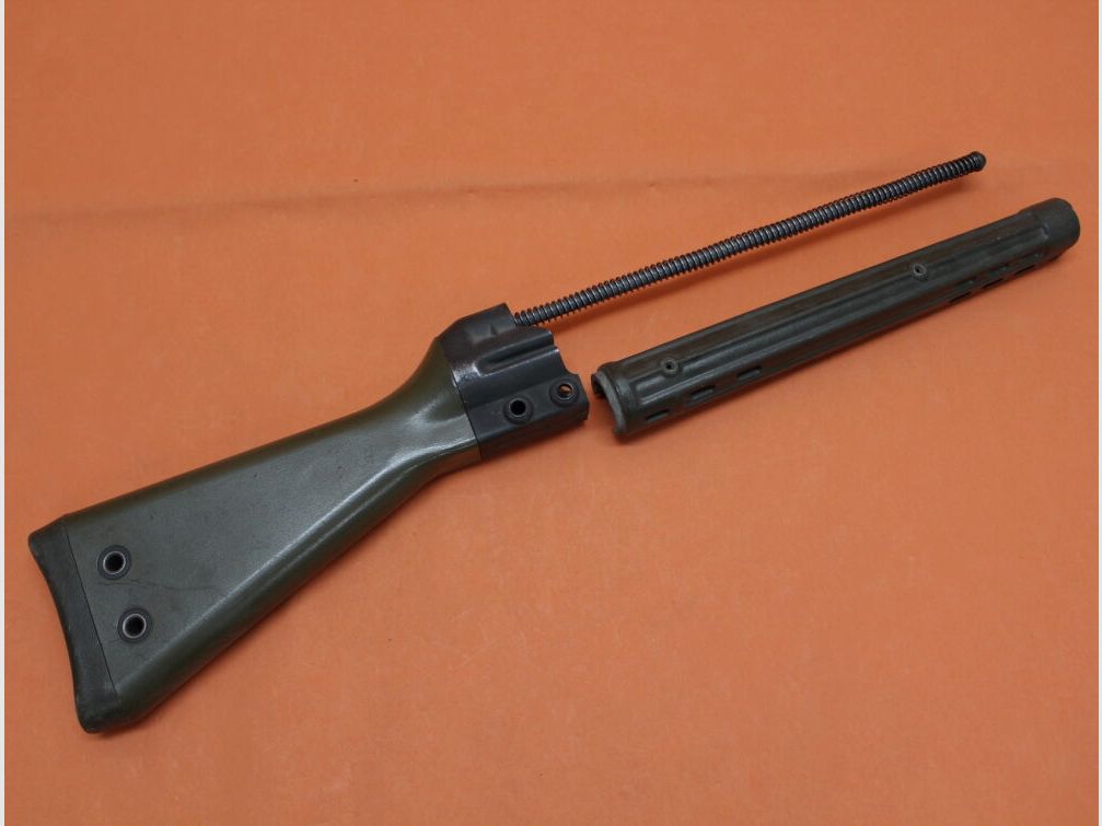 BUND SURPLUS Heckler&Koch/H&K HK G3 Komplett-Set oliv BUND H&K Handschutz/Pistolengriff/Schulterstütze/Mag.T.KSt