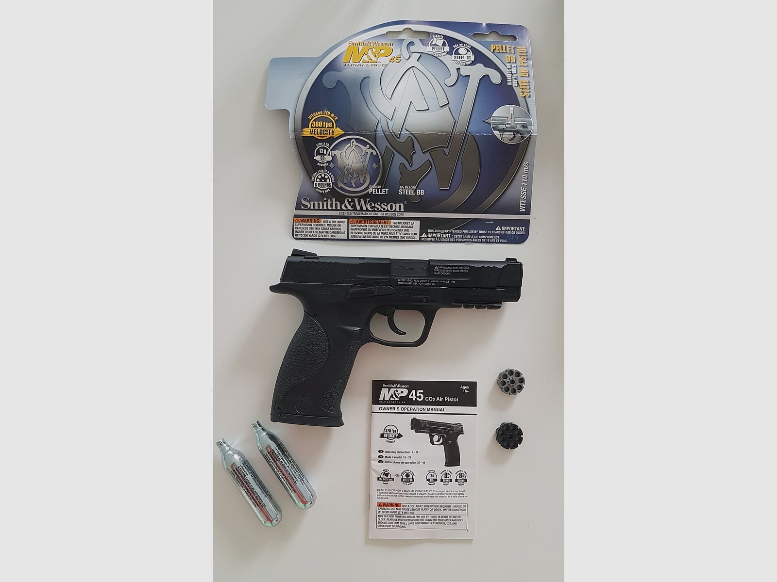 xSmith & Wesson M&P 45 4,5 mm Diabolo schwarz Co2-Pistole Luftpistole mit Pistolenkoffer