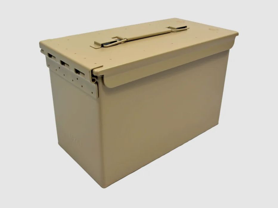 <NATO / US ammunition box, size 2 (Cal.50), metal, sand yellow, without print, new