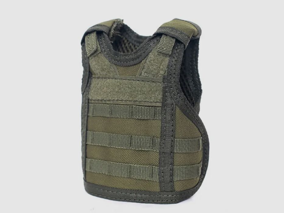 Mini Schutzweste für Bierflasche / Weinflasche / Thermosflasche - Oliv