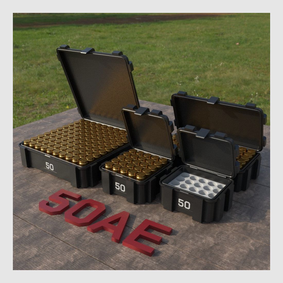 Filamelt Munitionsbox / Ammo Box .50 AE – Patronenbox ‘Klappdeckel’ – 20 / 25 / 50 / 100 Runden