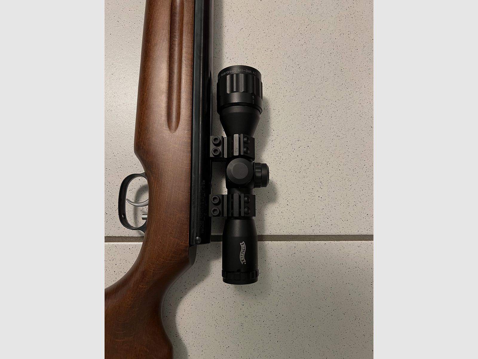 Air rifle HW 35 K with silencer and Walther scope 4x32 MilDot with illuminated reticle