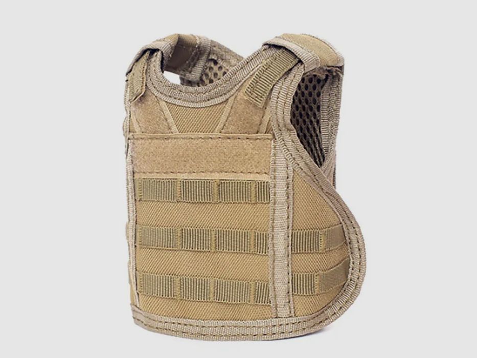 Mini protective vest for beer bottle / wine bottle / thermos bottle - sand