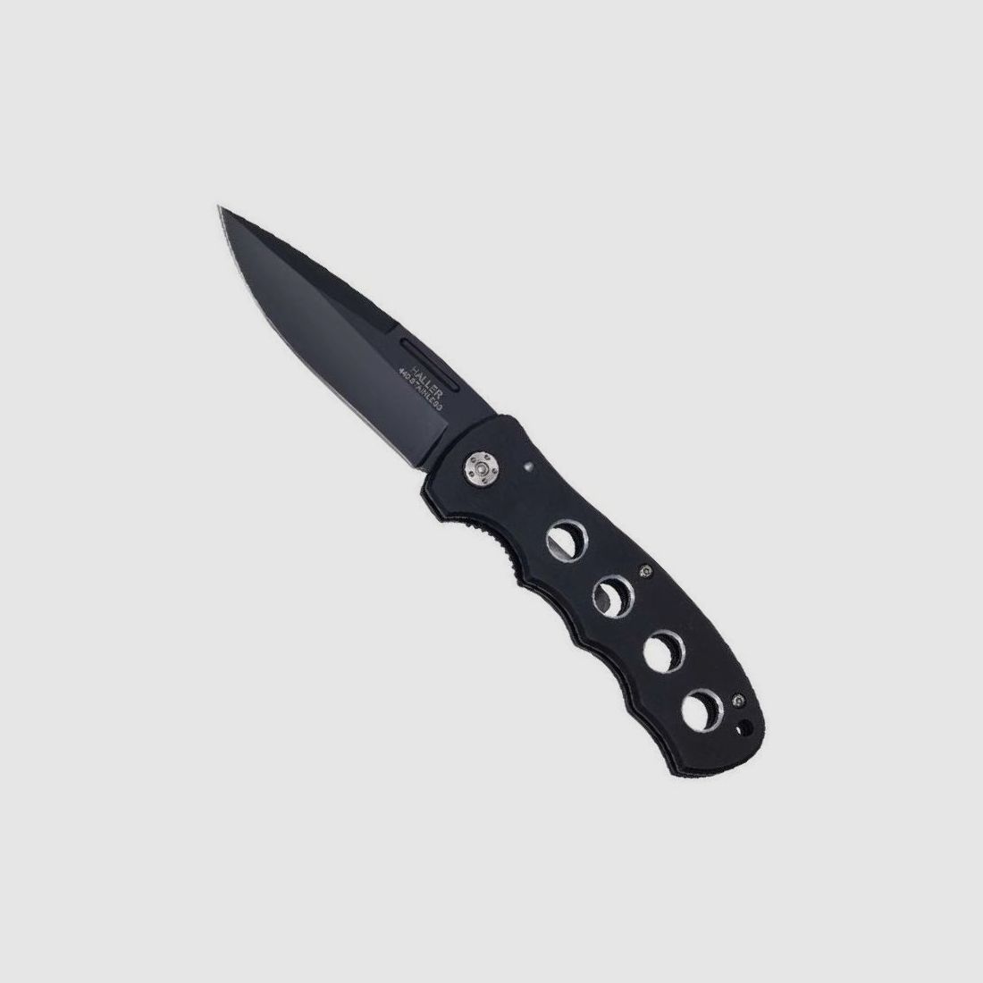 Taschenme. schwarz Griff Lcher 440