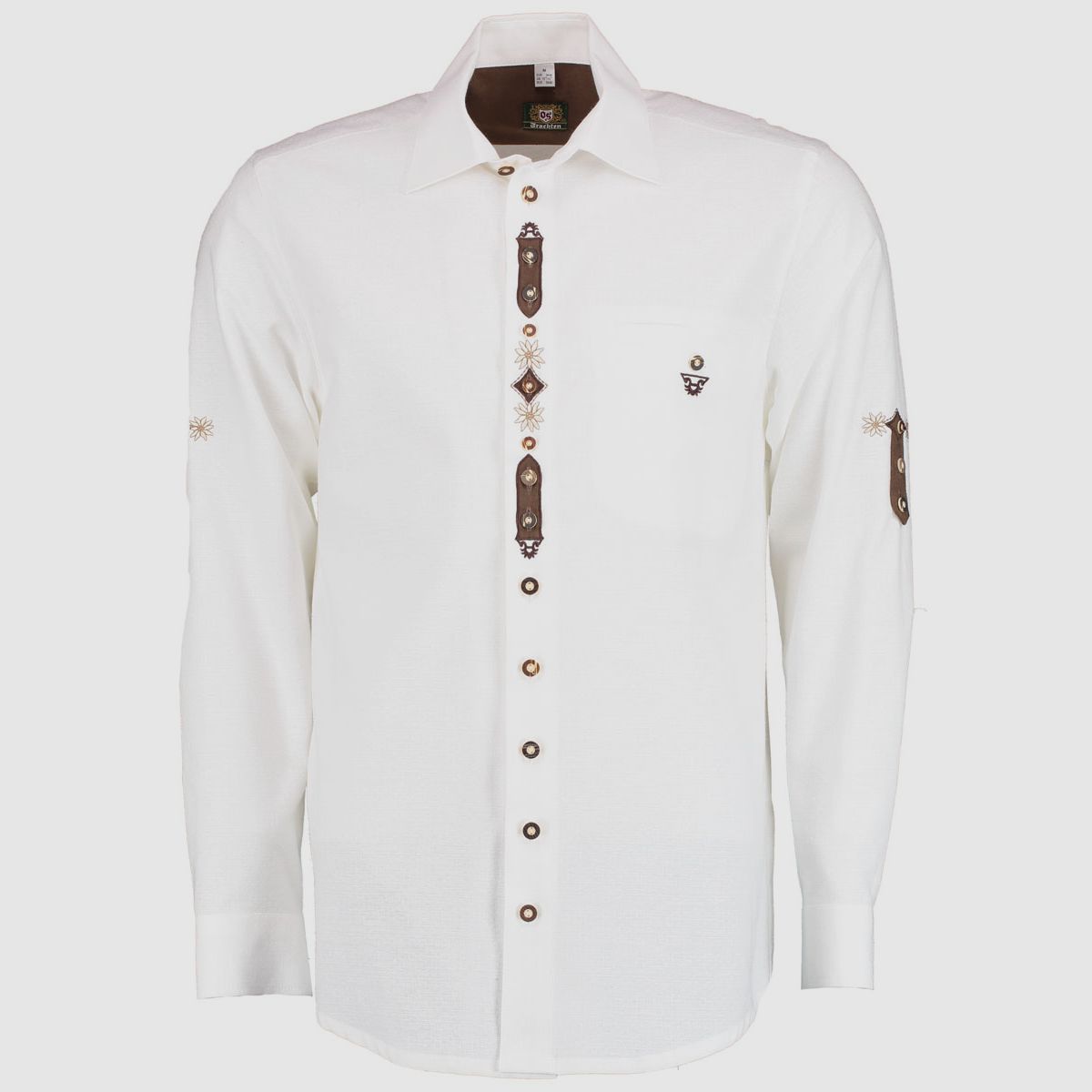 OS TRACHTEN WEISSER SHIRT MIT TIROLER STICKEREI, Bild 1 von 2