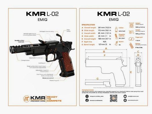 KMR Precision Arms Pistool Mod. L-02 EMIQ OR -5' 9mmLuger