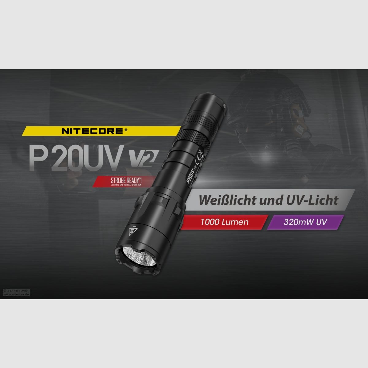 Nitecore P20UVV2 Taschenlampe P20UV V2 1000 Lumen UV Licht