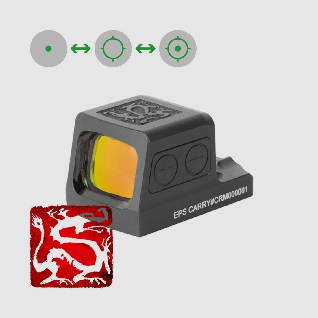Holosun Reflexvizier RONIN-EPS-CARRY-GR-MRS met groene verwisselbare richtkruis: 2MOA Punt & 32MOA Cirkelpunt, afbeelding 1 van 10