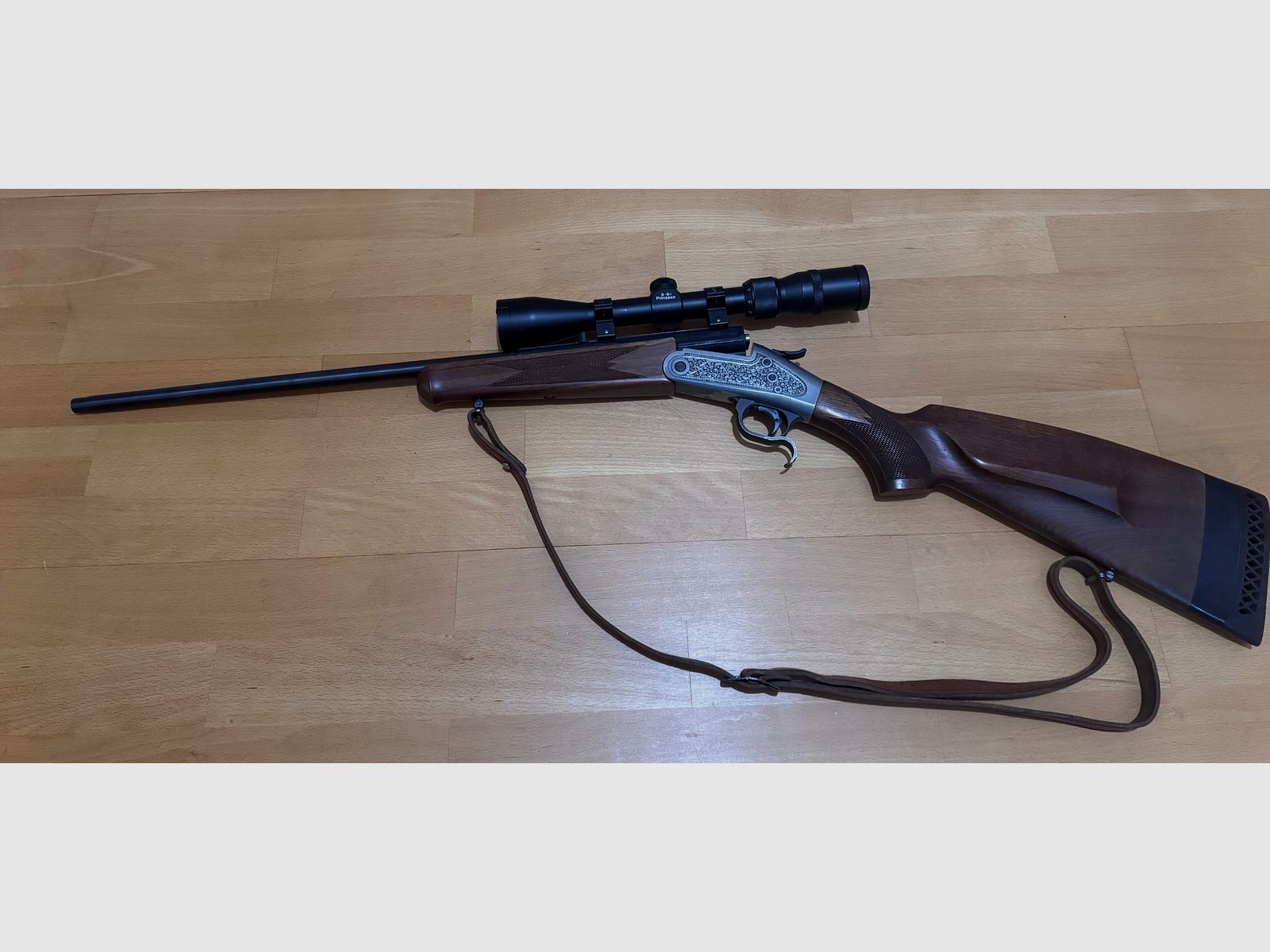 Break-action rifle Rhöner Sportwaffen Weisbach in caliber .22 Hornet with scope Prinzess 3-9x