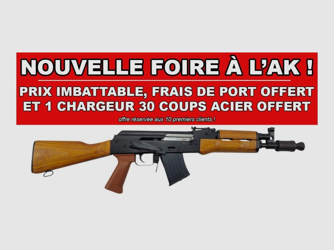 FOIRE AK - CARABINE WBP AK MINI JACK BOIS CAL.7.62x39 + 1 CHARGEUR 30 COUPS OFFERT !, image 1 sur 8