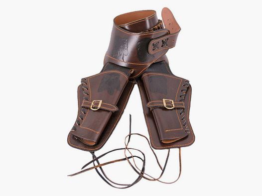 Western Revolver Belt with Double Leather Holster