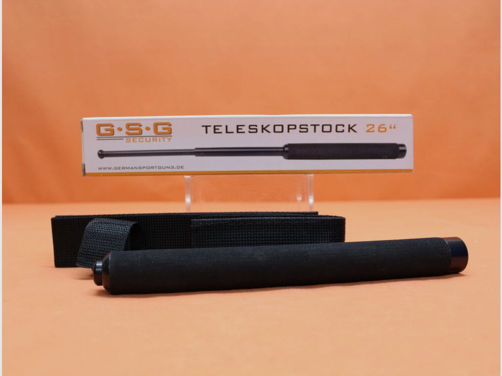 GSG German Sport Guns	 GSG Security Teleskopstock 26" Stahl schwarz mit Moosgummigriff/ Cordura-Holster Länge geschlossen: ca. 25cm