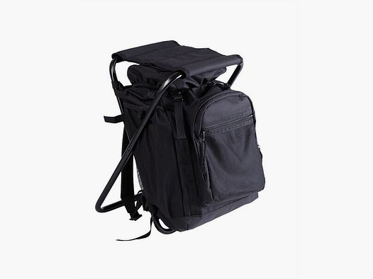 Ansitz Rucksack m. Klapphocker Schwarz 20 Liter – Angelhocker Angler