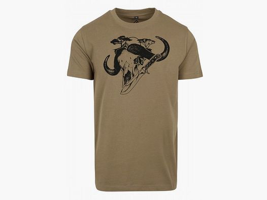 PUMA T-Shirt Motiv: Büffel und white hunter, Farbe: olive