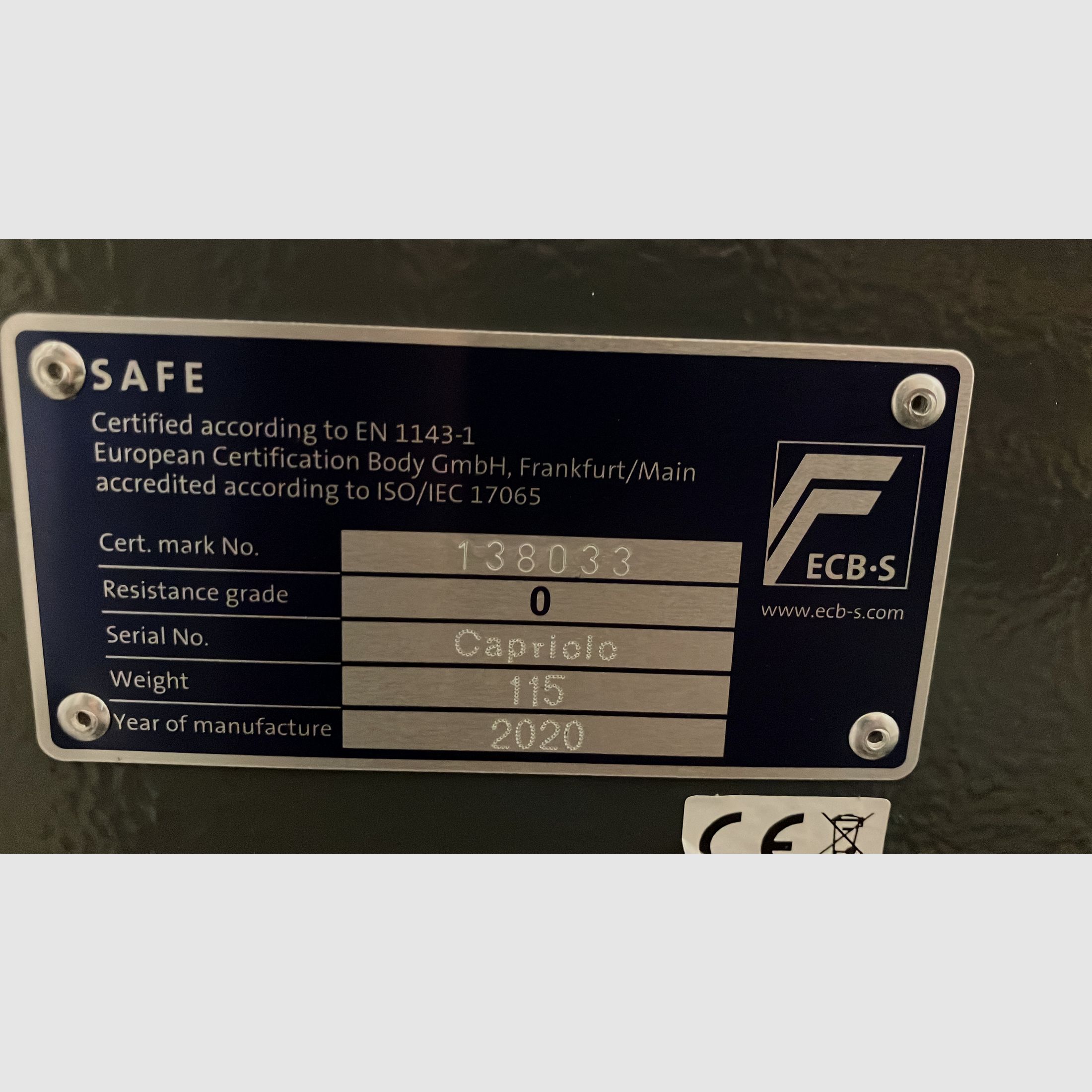 Wapenkluis met digitaal slot, Klasse 0, voor 4 lange wapens