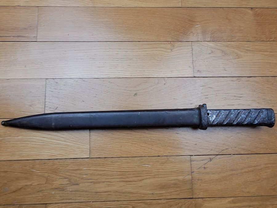 Rare baïonnette ersatz allemande – EB56 au Carter – Lame sans pans creux – Fourreau ersatz – BE +, image 8 sur 8
