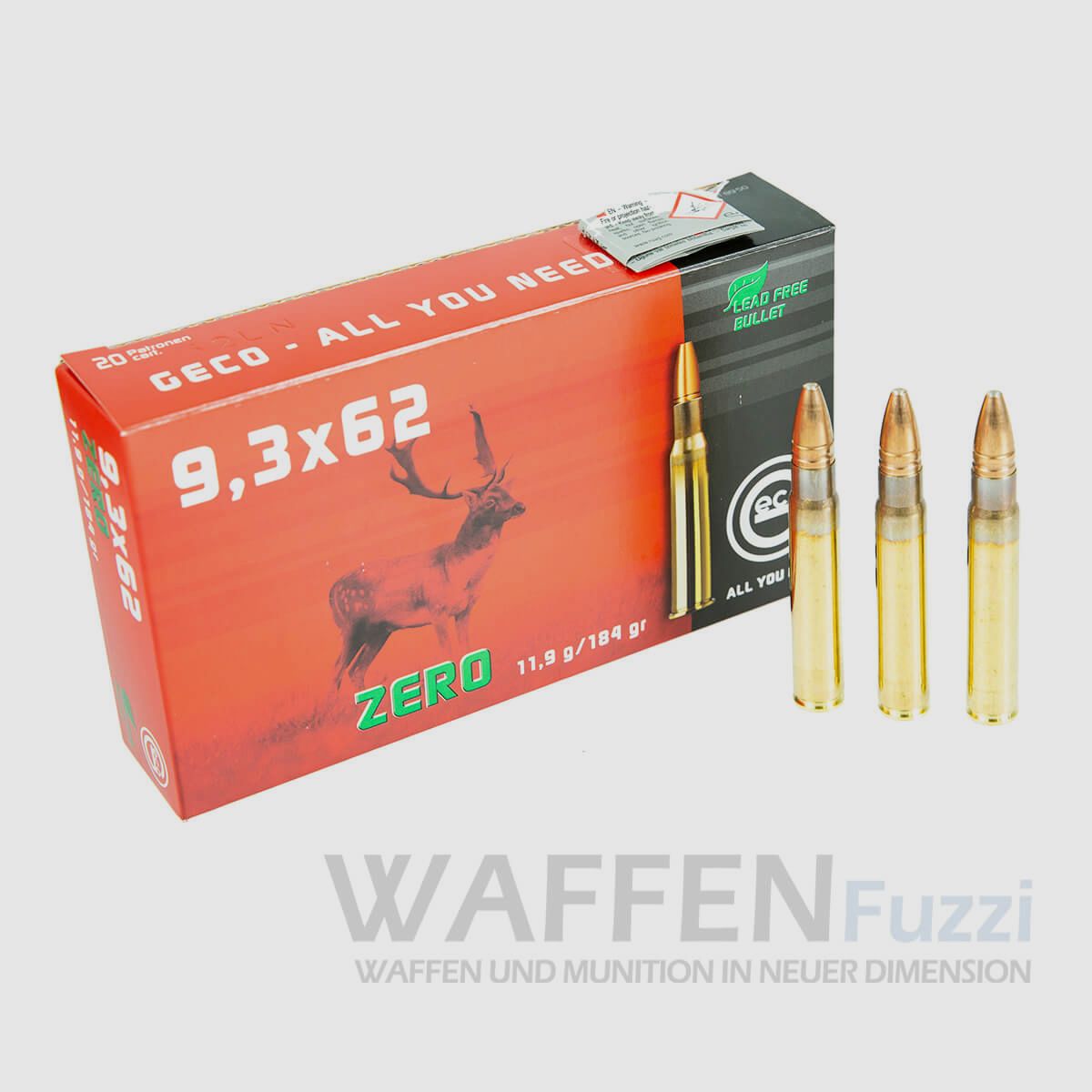 Geco Zero Calibre 9,3x62 Munitions de chasse 184gr Haute précision