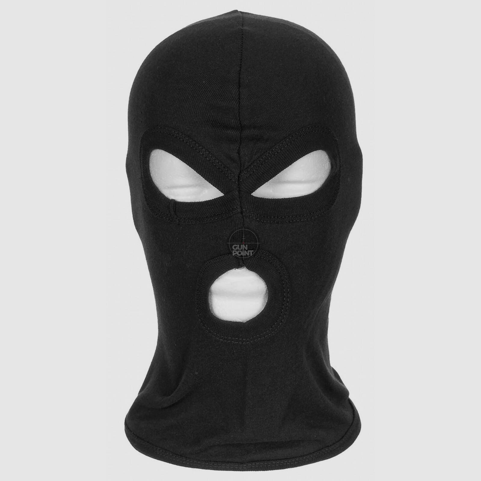 Balaclava, 3-Loch, dünn,schwarz, 100 % Baumwolle