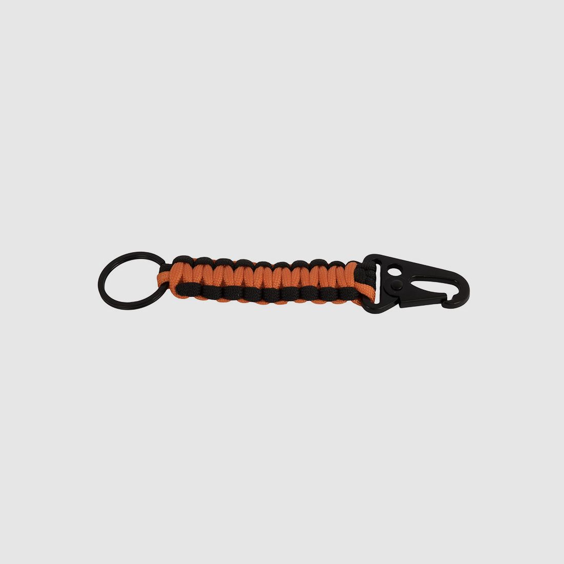 SchlĂĽsselanhĂ¤nger Parachute Cord mit SchlĂĽsselring und Karabinerhaken orange schwarz handgefertigt