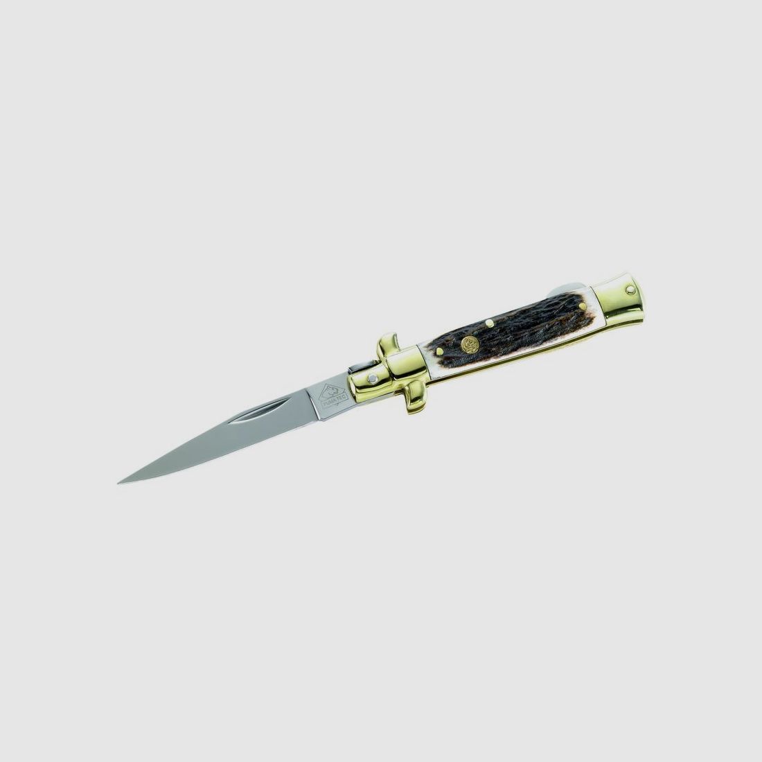 Puma TEC pocket knife, stag horn, brass