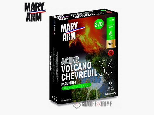 10 cartouches MARY ARM Volcano Chevreuil Steel Mag 33Gr Cal 12/76 Pb 2/0