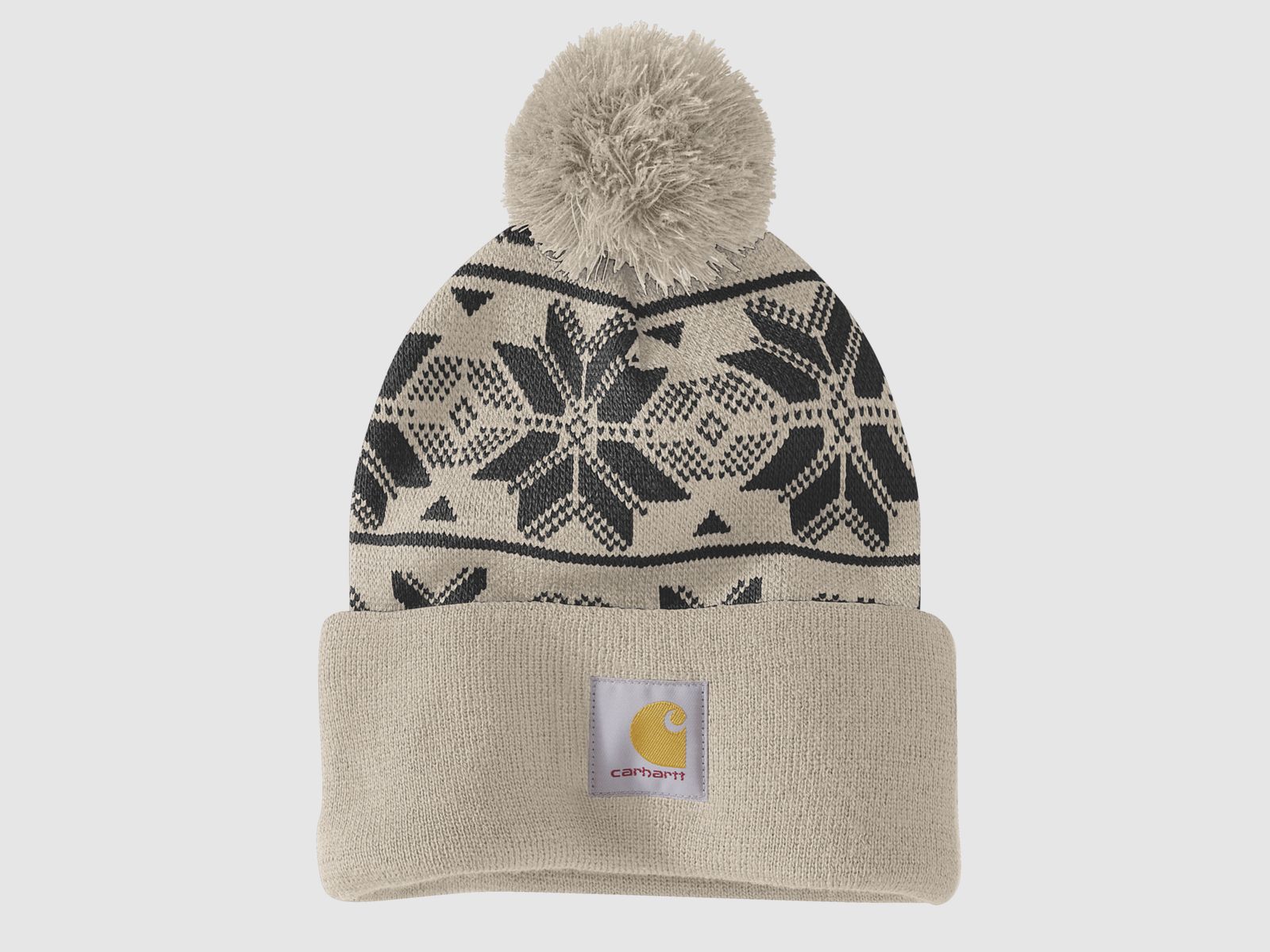 Carhartt Gestrickte Pom Jacquard Mütze, Hafermilch