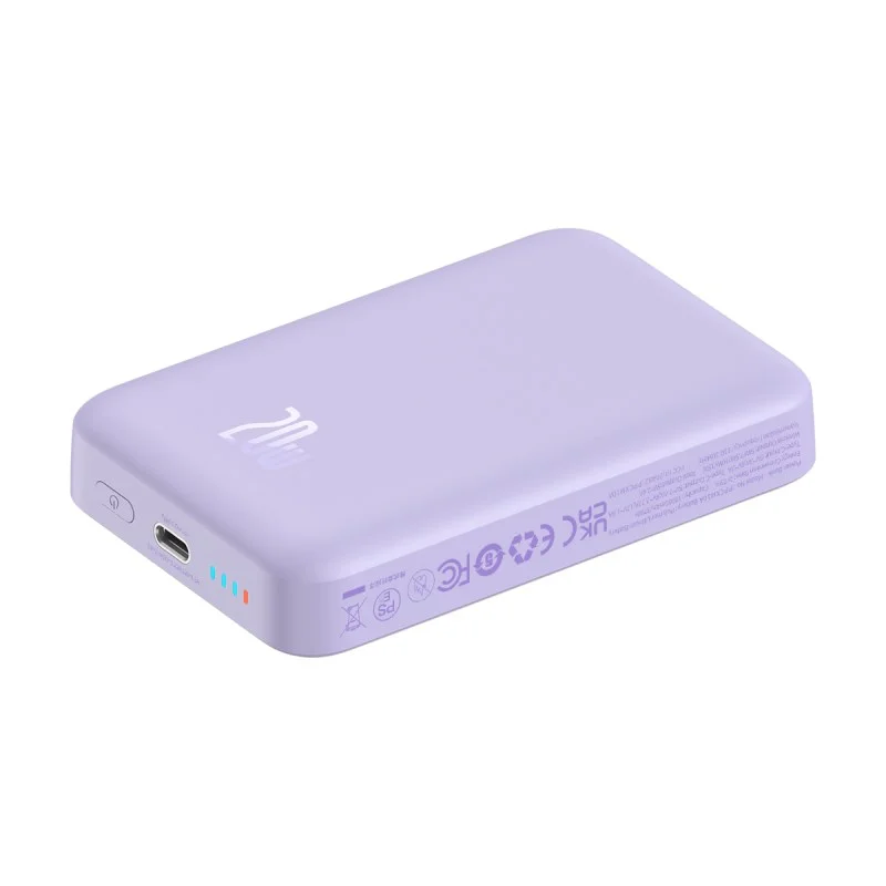 Powerbank Baseus Magnetic Mini Air Wireless 10000mAh 20W+kabel USB C-USB C (fiolet), zdjęcie 12 z 22