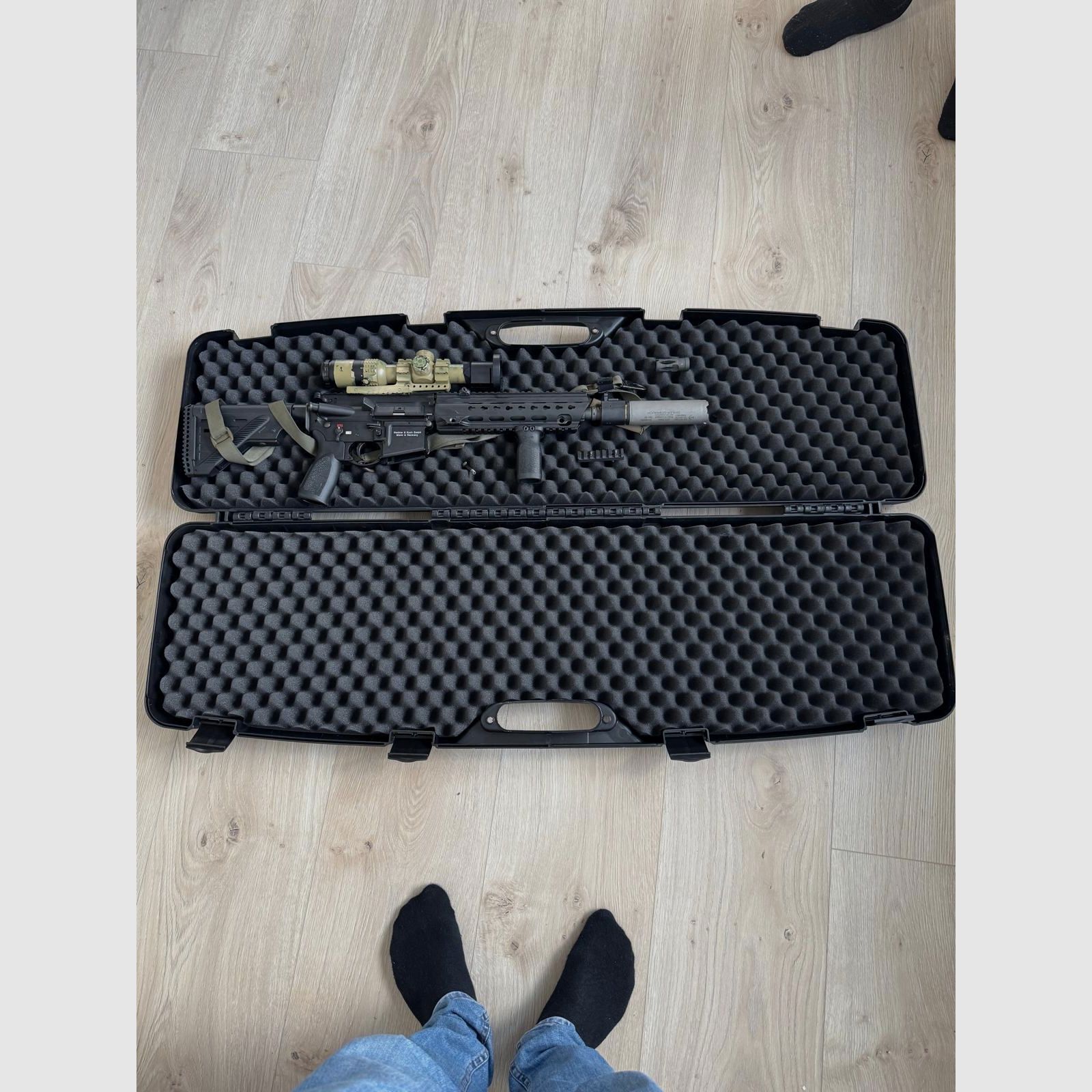 HK MR 223 - 11 inches including B& T Rotex silencer & FALKE LPVO 1-8 x 24 / Precision Hunting adapter - Night vision attachment device