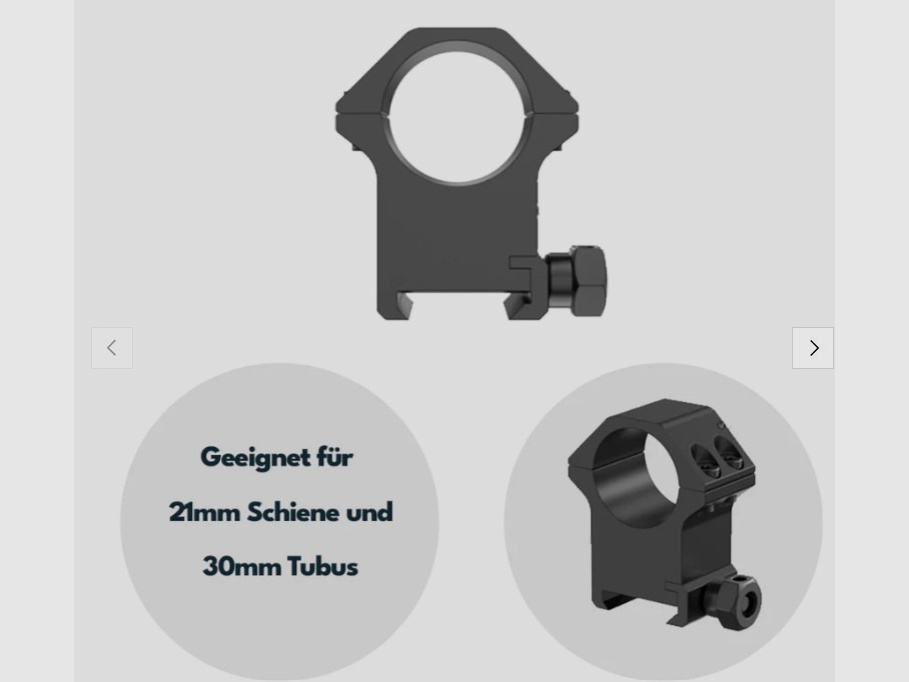 Victoptics Montageringe, Aluminium, für 21 mm Schiene, 30mm Tubus, BH=16,8 mm