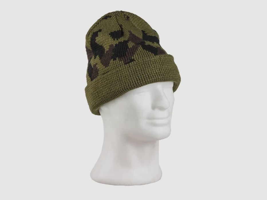 Rollstrickmütze Oliv / Tarn - Polyacryl - Unigröße