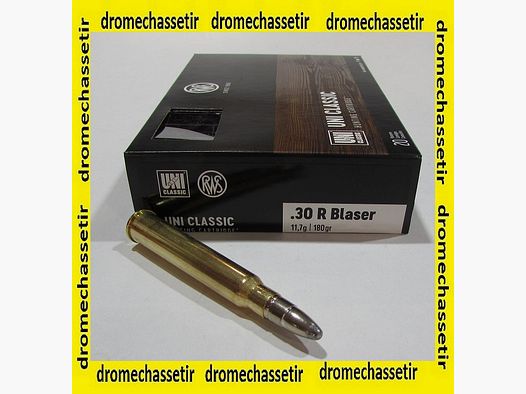 Boite de 20 Cartouches RWS Calibre 30R Blaser Uni classic 180 Grains ref 2117835