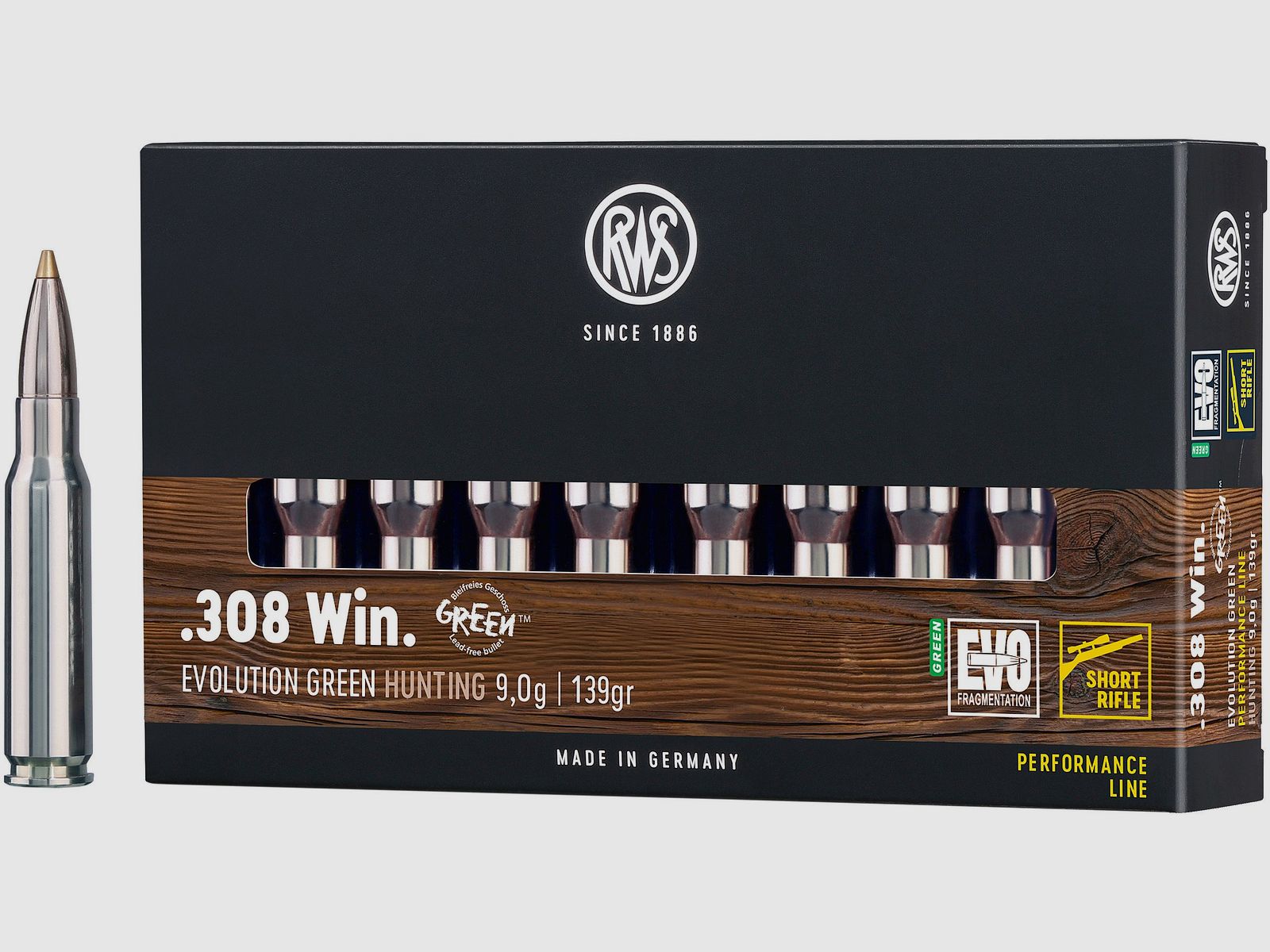 RWS Büchsenpatronen Evolution Green Short Rifle .308 Win. 139 grains