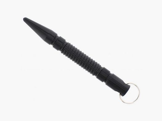 Kubotan strié POINT avec Anneau de Clé - Noir