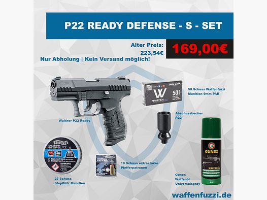 Walther P22 Ready Defense "S" Conjunto de Armas de Salva Calibre 9mm PAK