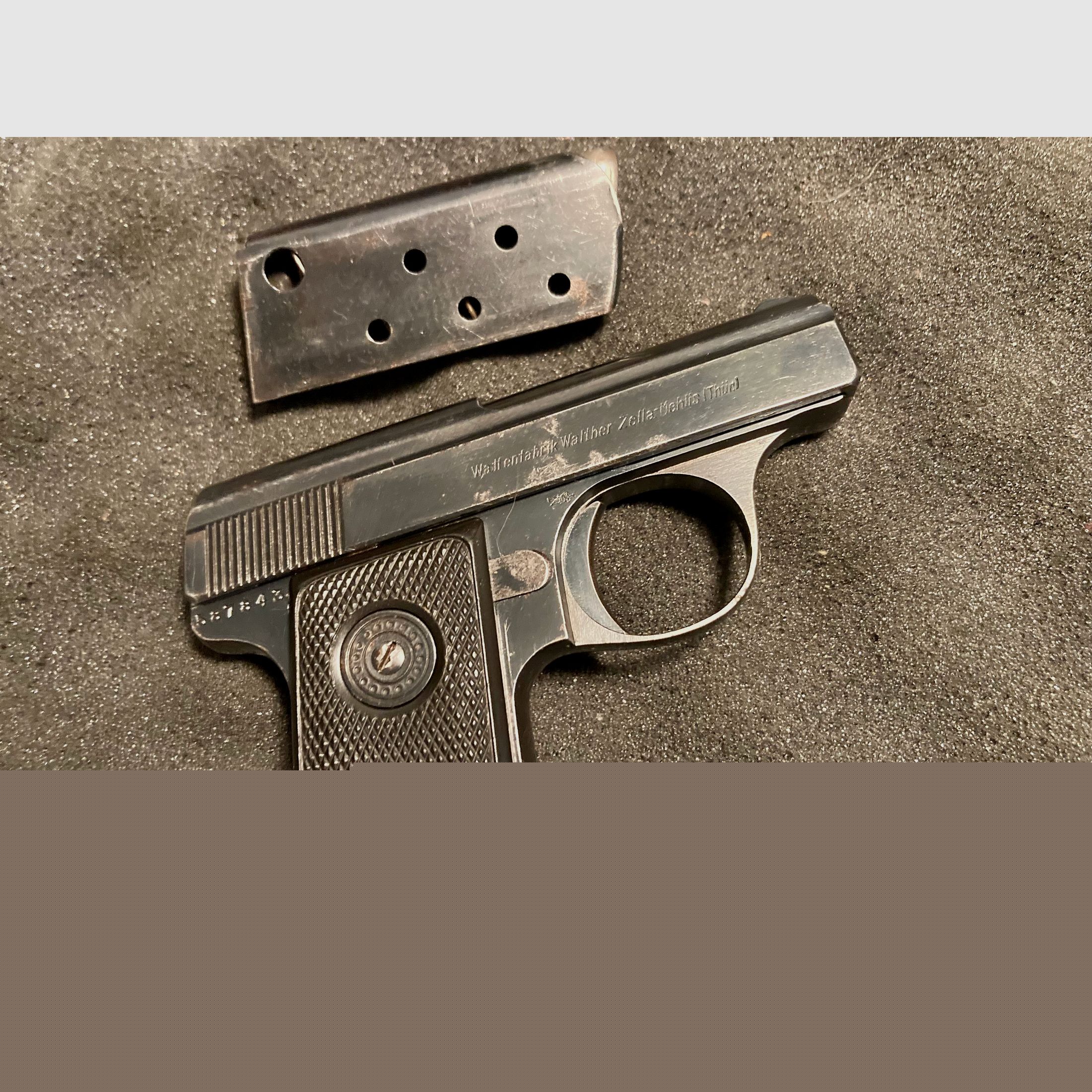 Walther Mod. 9, Typ II, ca. 1928/29, Kaliber 6,35mm Browning, Taschenpistole Zella Mehlis, WWII, WHB61
