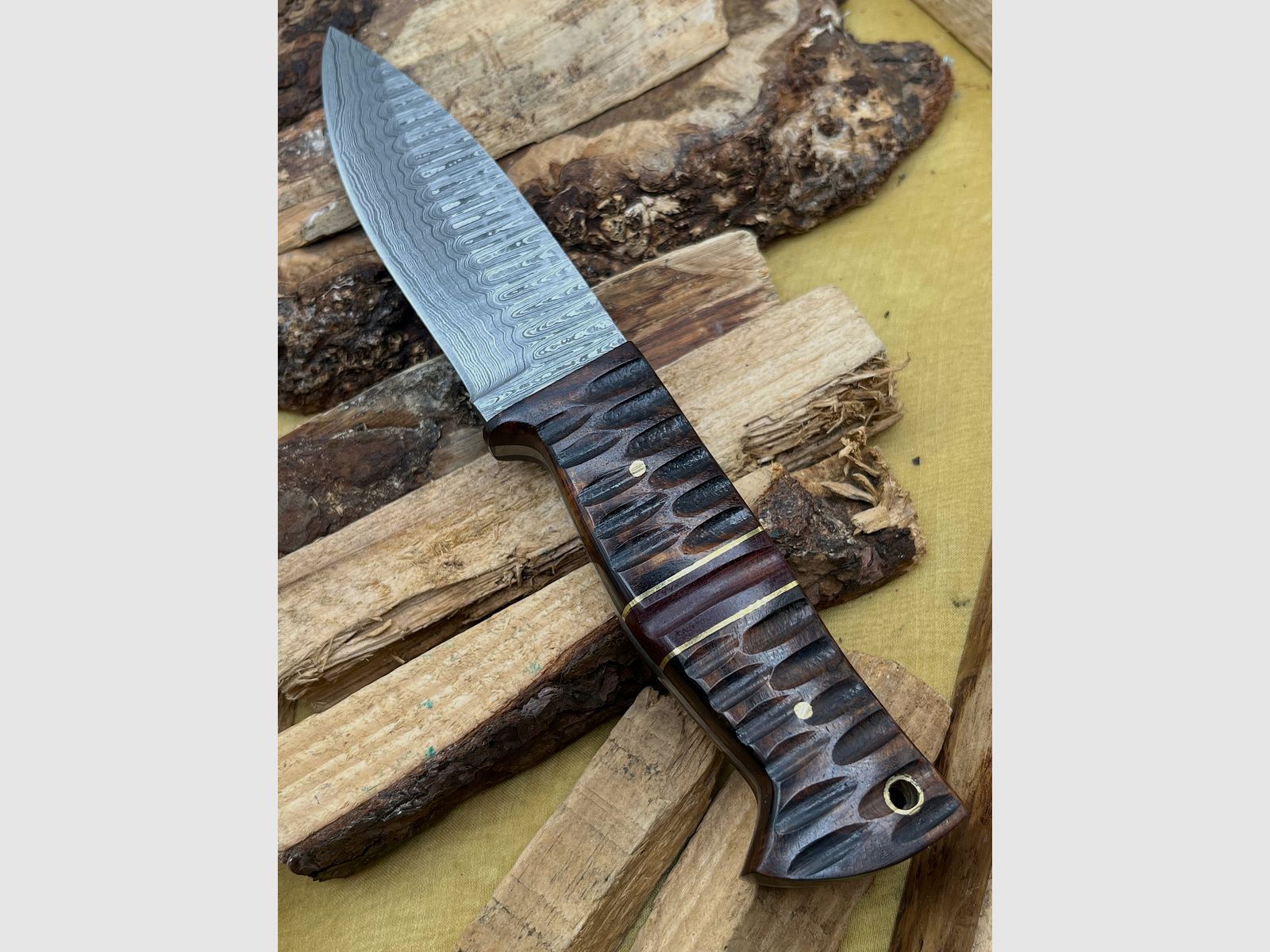 Jachtmes Damast Handgemaakt