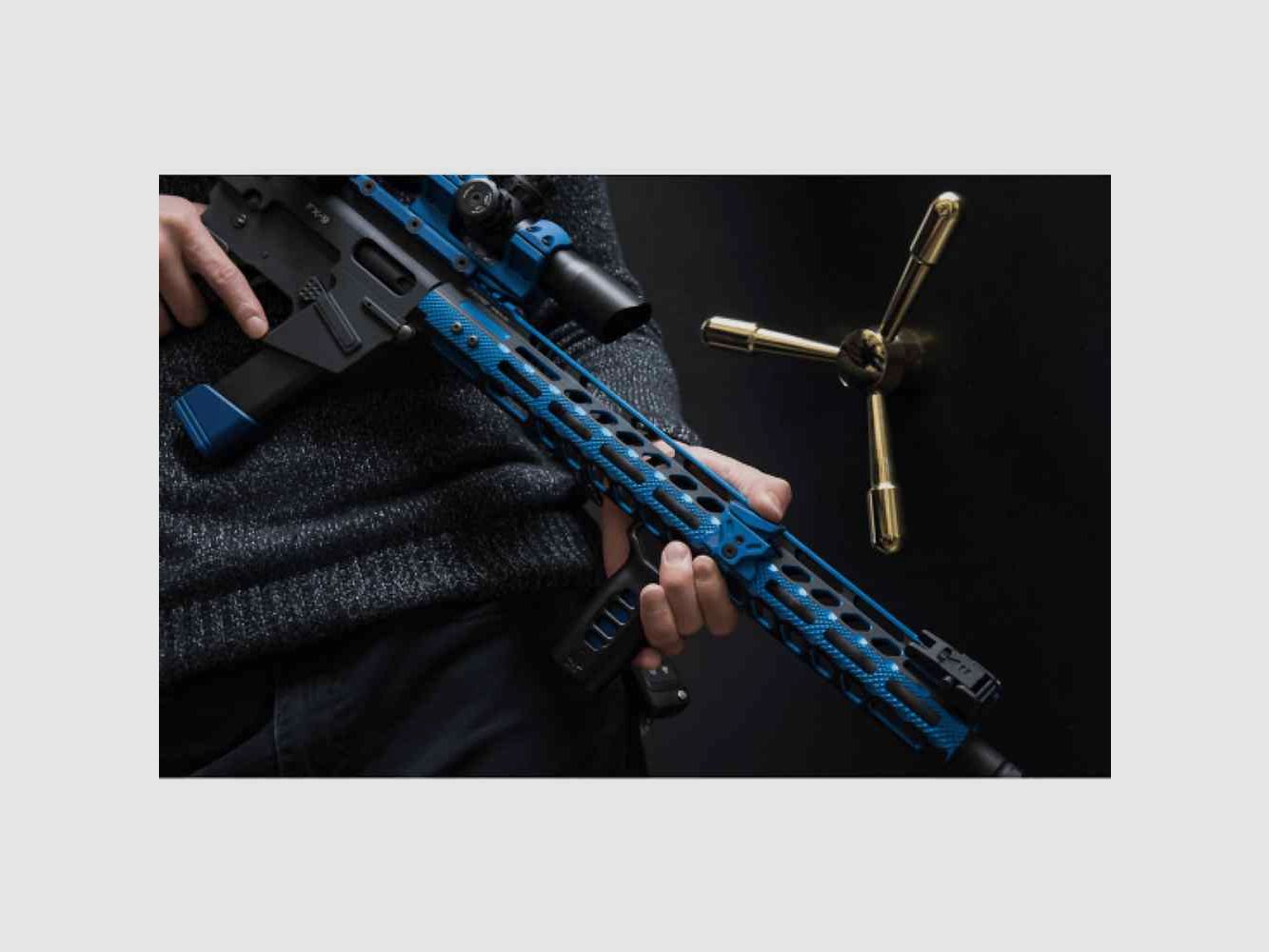 UTG PRO AR15 ALTRA SLIM FREE FLOATING HANDGUARD M-LOK 15” BLUE BLACK DUOTONE