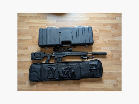 ASG Ashbury ASW338LM Bolt Action Airsoft Sniper Rifle mit Schaldämpfer/Koffer/Tasche