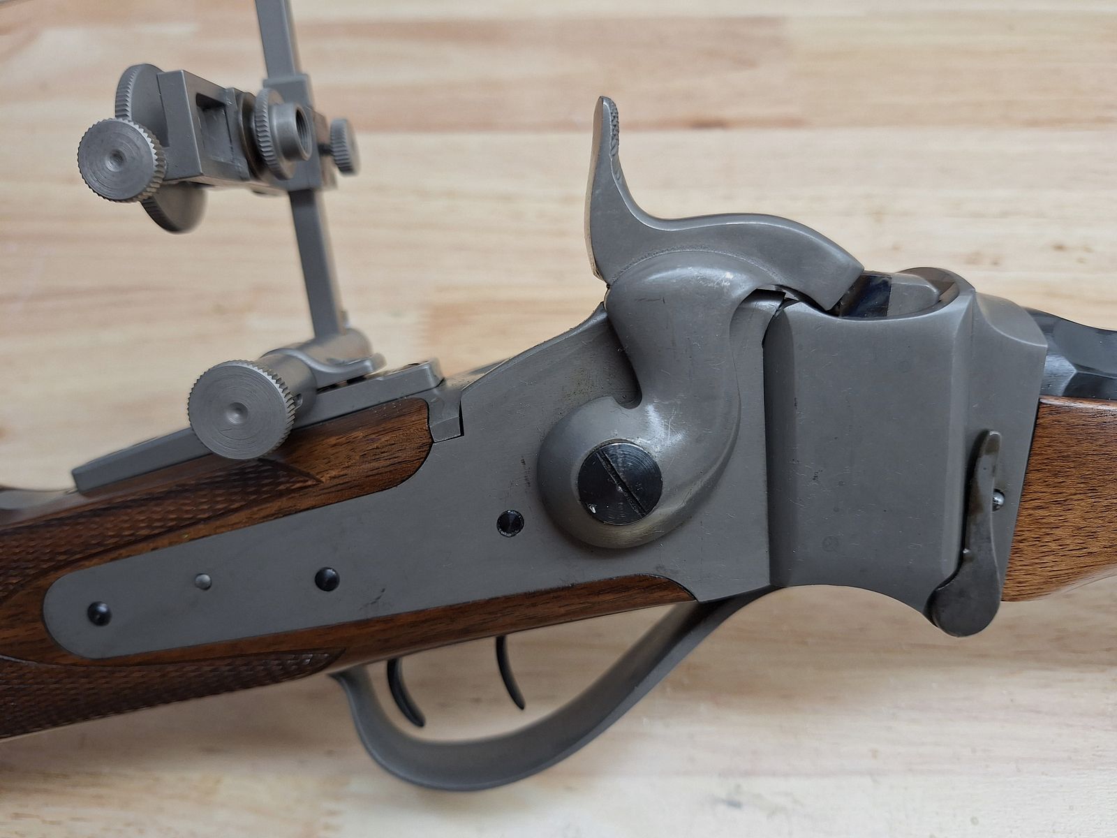 Sharps-geweer .45-120 Sharps met spindeldiopter