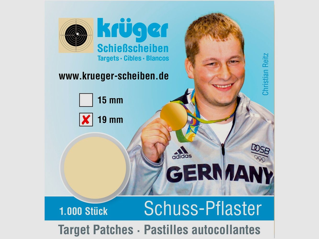 Krüger Druck + Verlag Pansements de tir – 1.000 pièces (Ø 19 mm – Beige)