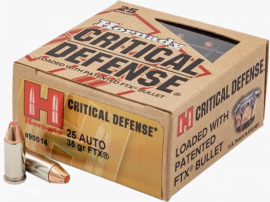 Hornady Critical Defense 6,35mm Browning (.25 ACP) FTX 35 grs Pistolenpatronen